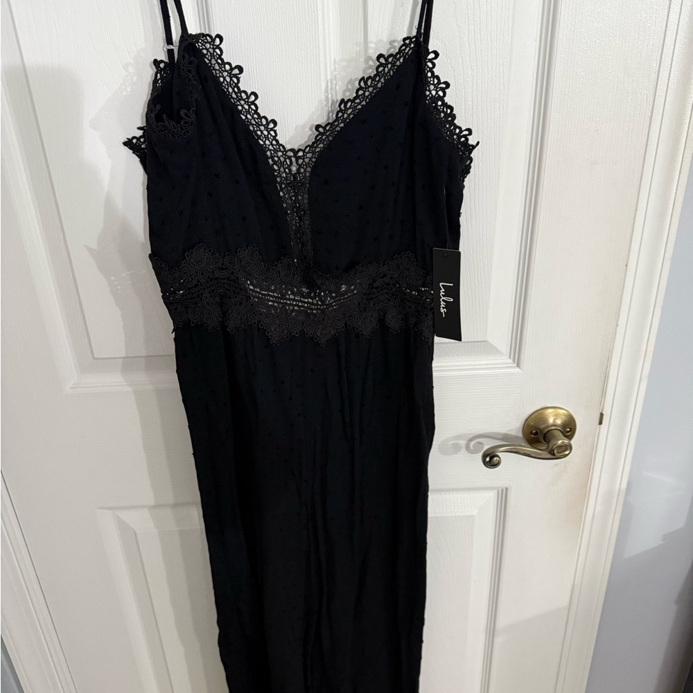 Lulu's Black Lace Trim jumpsuit